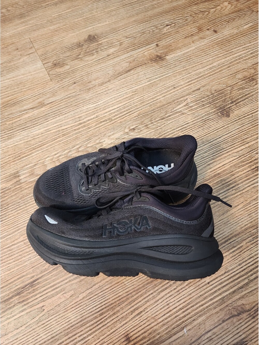 Size Hoka 7.5 Wonen's Hoka Bondi  9 Black Running Shoes with Thick Sole,